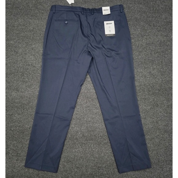 DKNY Mens 38x30 Midnight Blue Navy Stretch Slim Fit Pants Expandable Waist Dress - Picture 3 of 11